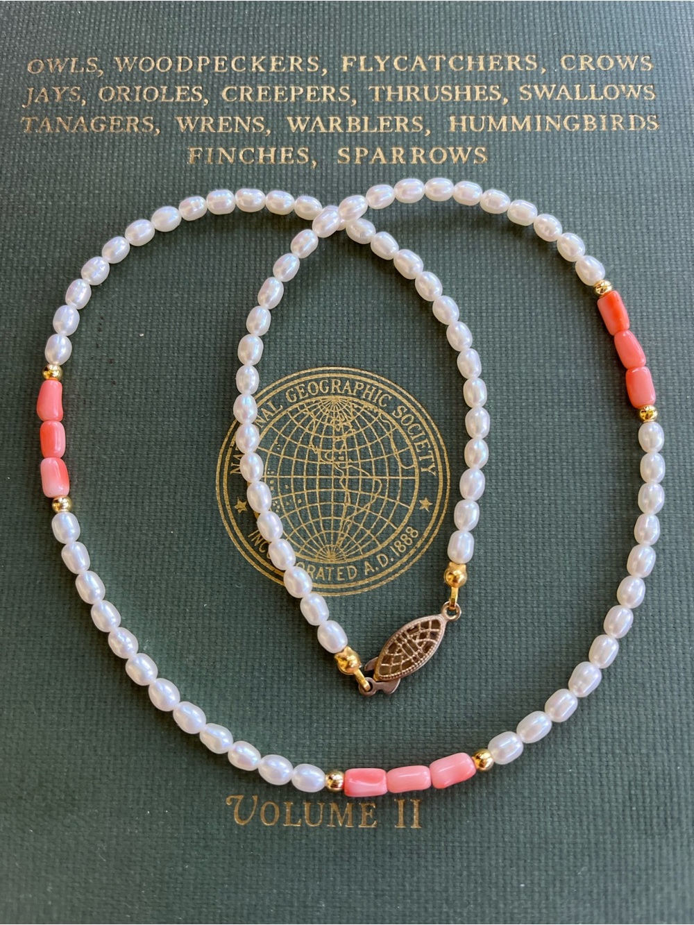 Vintage Japanese Pearl Angel Skin Coral Necklace